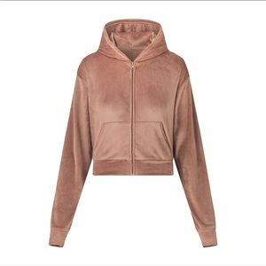 NWT SKIMS Sienna Velour Crop Hoodie 2X